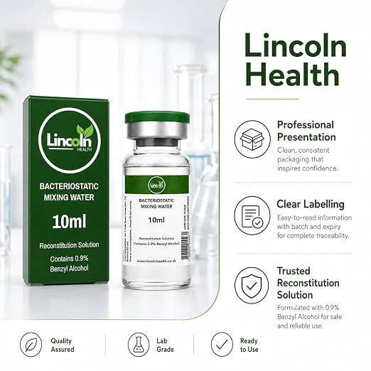 Bacteriostatic Water 10ml — 0.9% Benzyl Alcohol — Research Grade Borosilicate Vial