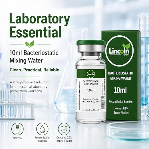 Bacteriostatic Water 10ml — 0.9% Benzyl Alcohol — Research Grade Borosilicate Vial