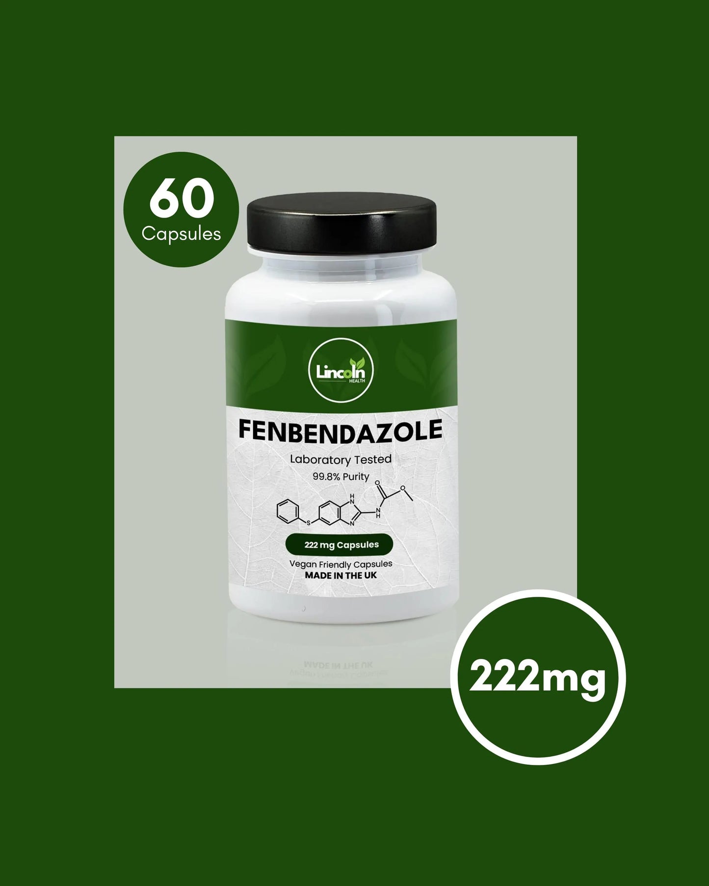 Fenbendazole Capsules • 222mg • Pure 99.8% • Lab-Tested (LH)